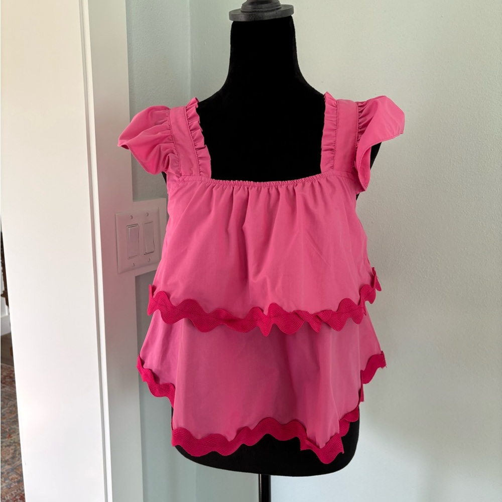 Vibrant Pink Layered Ruffle Top small - Picture 4 of 8